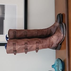 Vince Camuto Brown Leather Knee-High Riding Boots